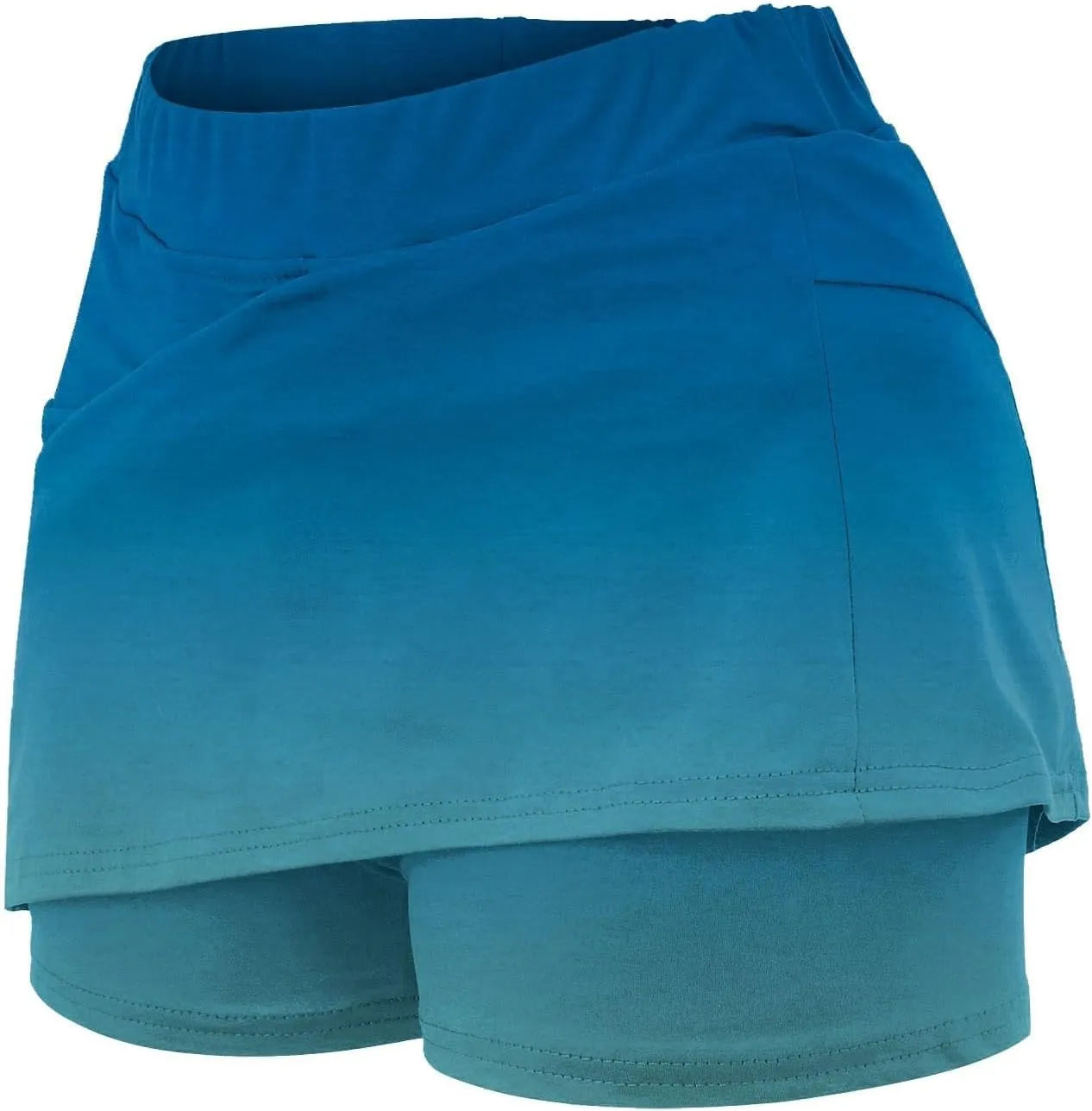 HGps8w Women's Gradient Tennis Skirt with Bulit in Shorts, Mid Waist Workout Running Golf Athletic Activewear Skorts