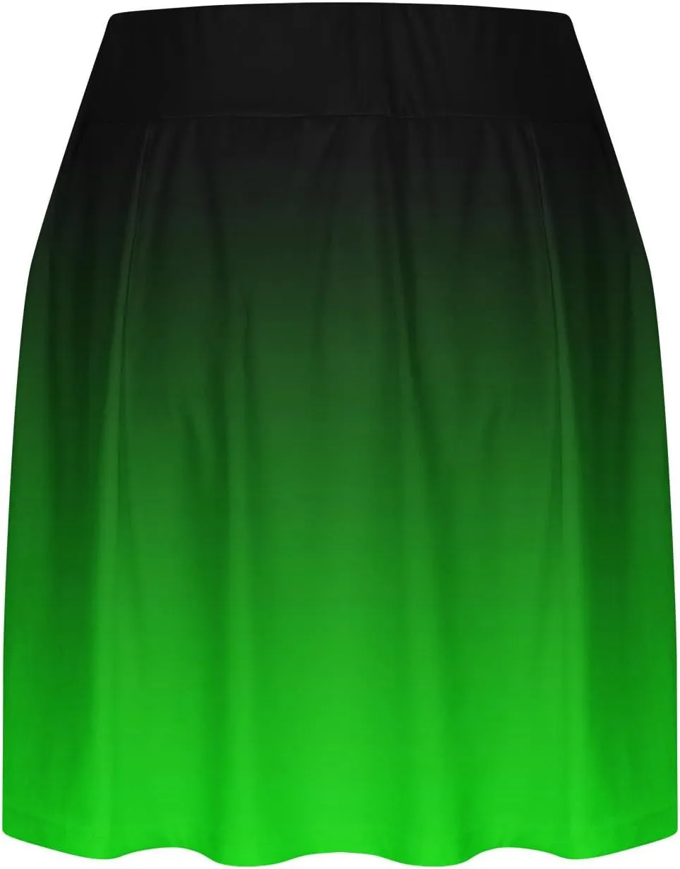 HGps8w Women's Tennis Skirt with Built-in Shorts Stretchy High Waisted Gradient Flowy Athletic Running Golf Skorts Skirts