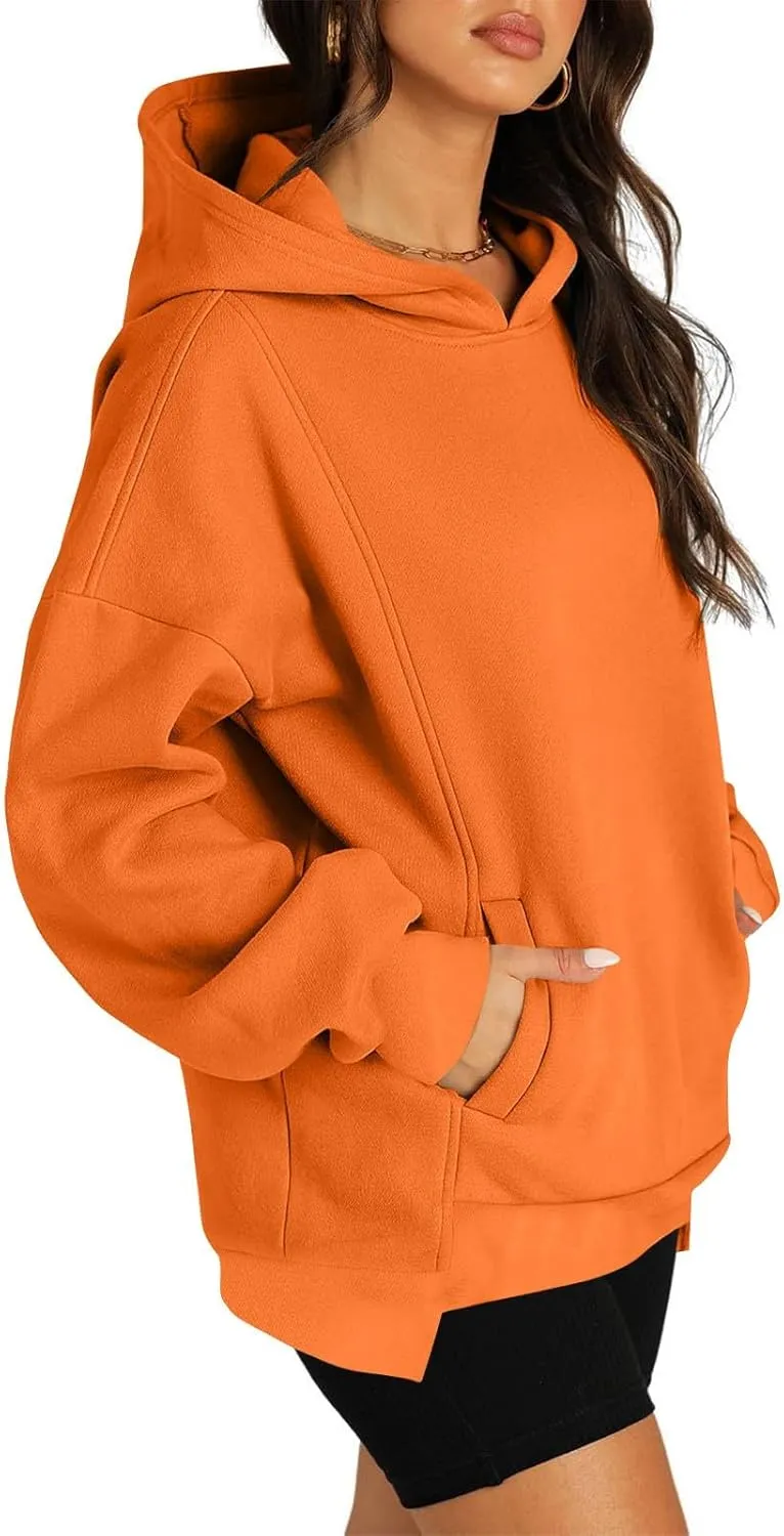 Hoodies for Women Winter Loose Comfy Fleece Oversized Sweatshirt Long Sleeve Drop Shoulder Fleece Pullover Sweaters