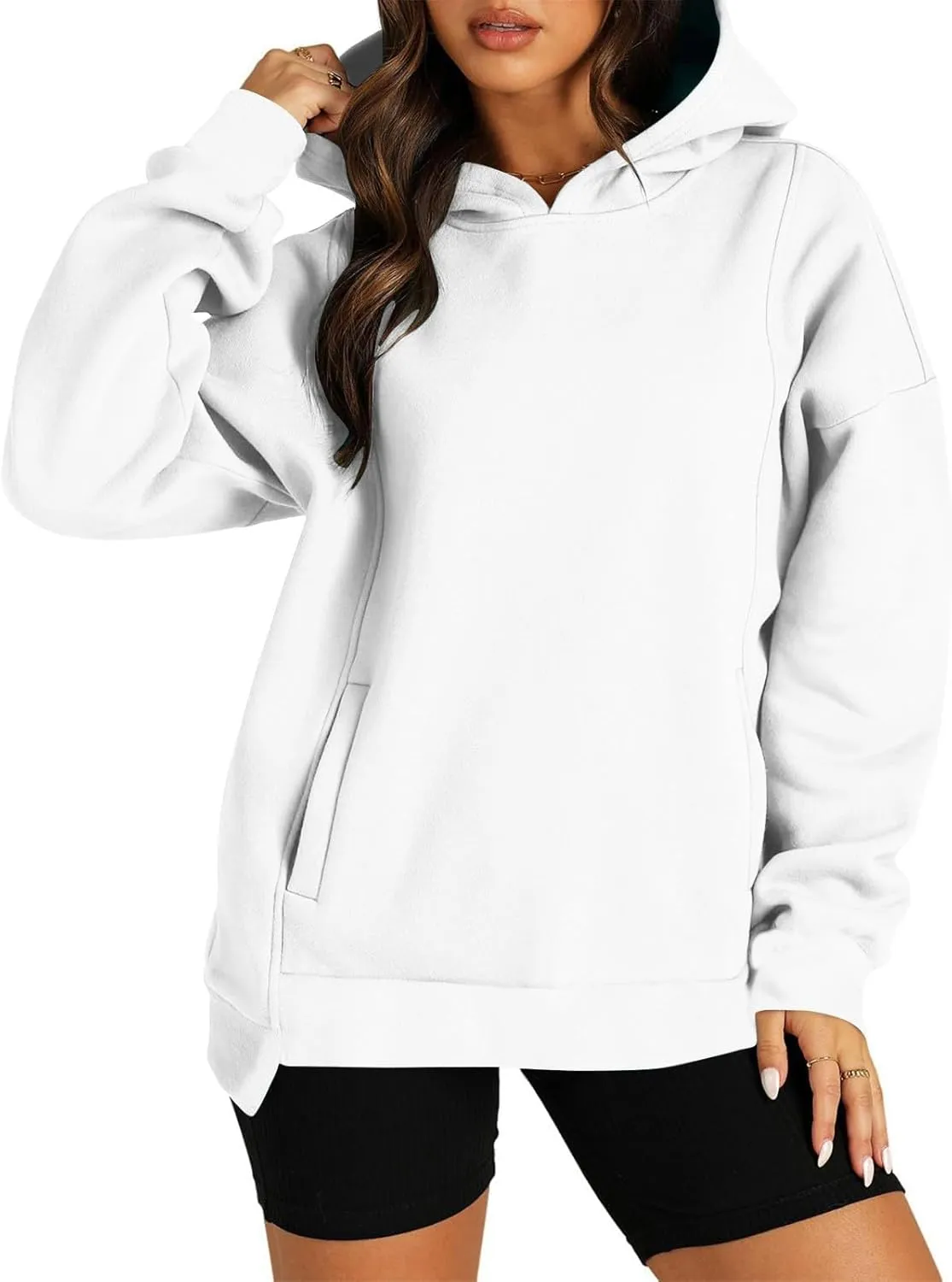 Hoodies for Women Winter Loose Comfy Fleece Oversized Sweatshirt Long Sleeve Drop Shoulder Fleece Pullover Sweaters
