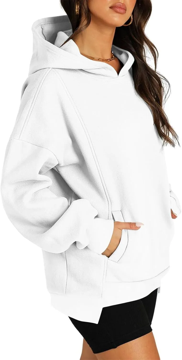 Hoodies for Women Winter Loose Comfy Fleece Oversized Sweatshirt Long Sleeve Drop Shoulder Fleece Pullover Sweaters