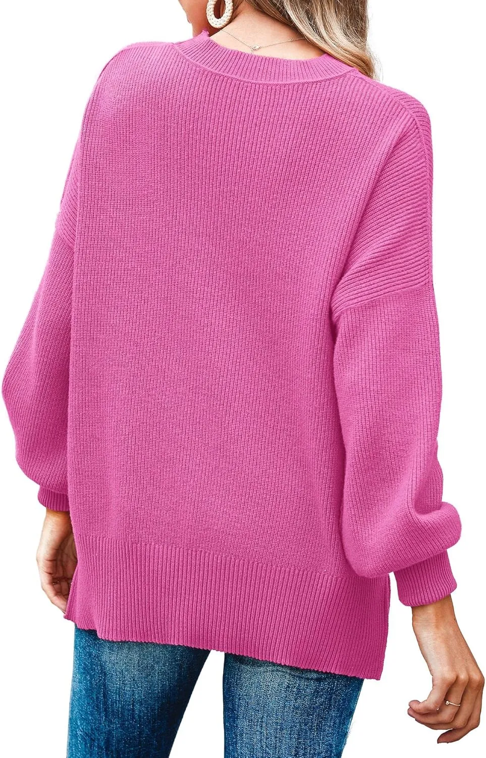 Imily Bela Womens Oversized Tunic Sweaters Fall Slouchy Long Sleeve Ribbed Knit Side Slit Pullover Jumper
