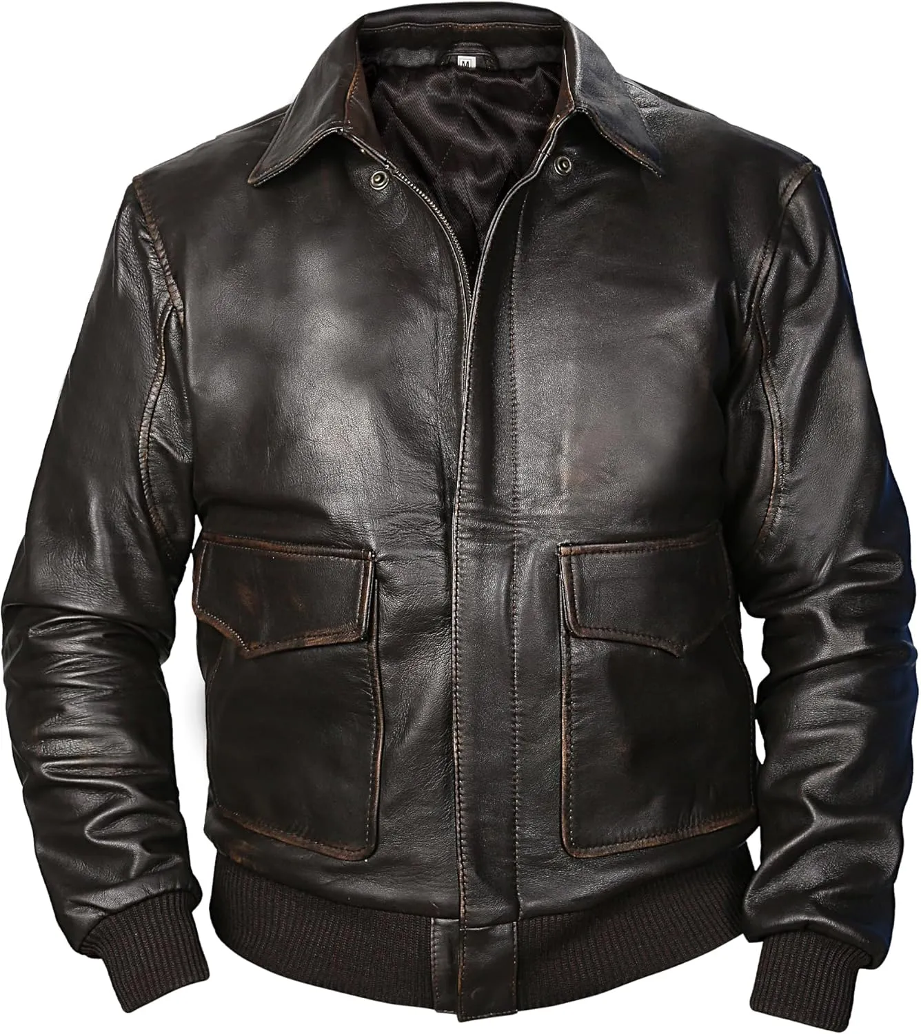 Indian Jones Jacket - Cockpit A2 Jacket Brown Leather Bomber - Air Force WW2 Pilot Leather Sheepskin Aviator Jackets