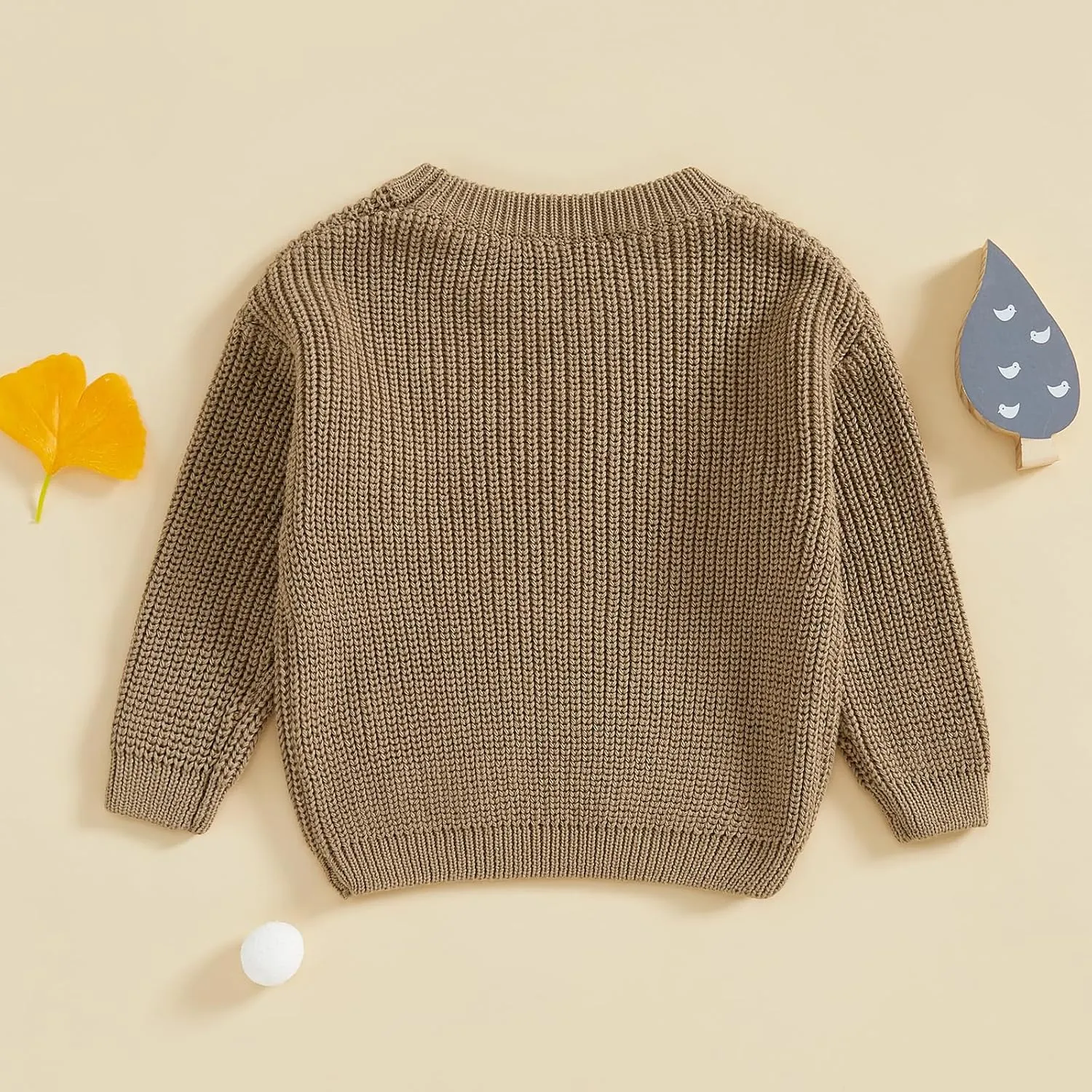 Infant Baby Boy Girl Knit Sweater Rooster Goose Embroidery Crew Neck Long Sleeve Pullover Knit Shirt Winter Clothes