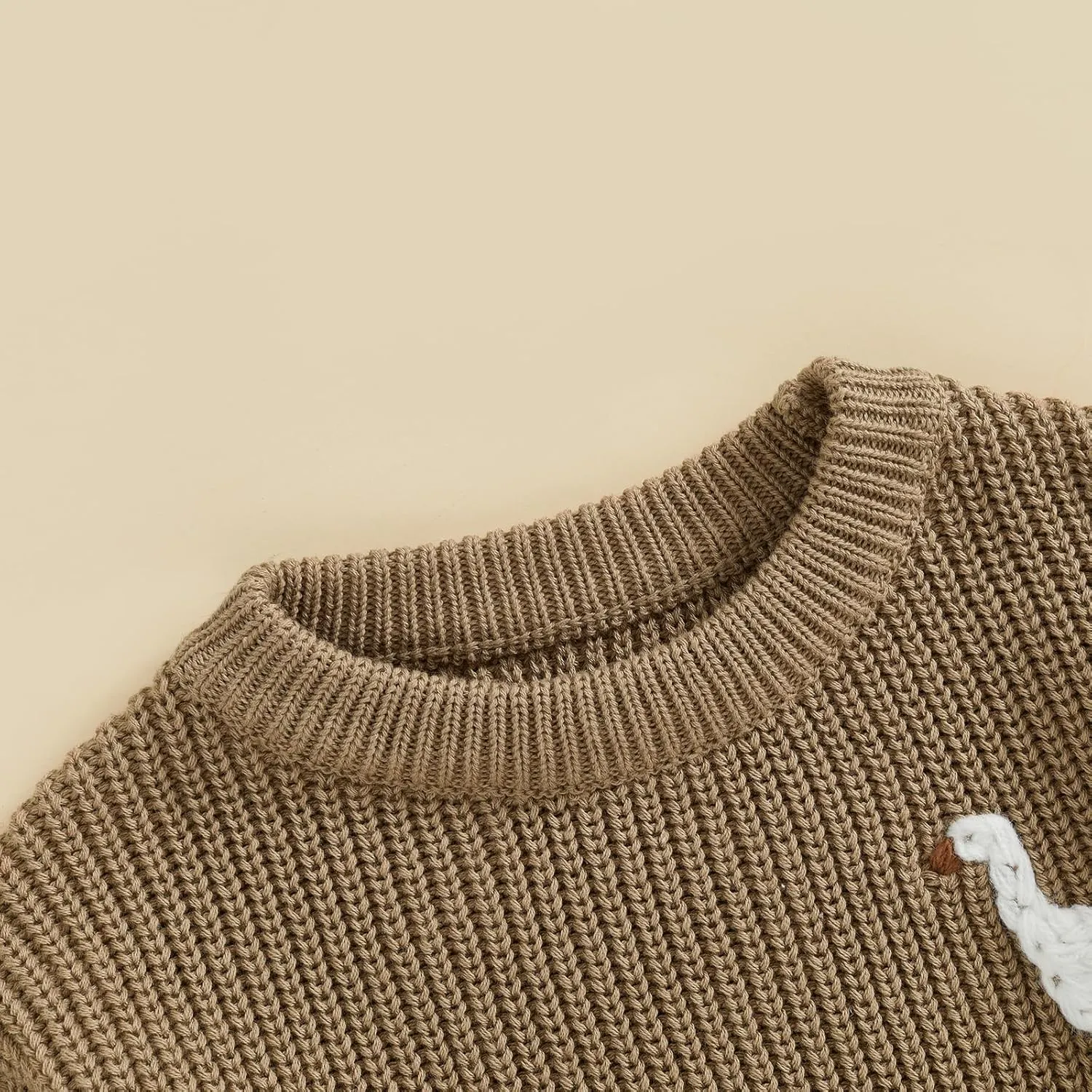 Infant Baby Boy Girl Knit Sweater Rooster Goose Embroidery Crew Neck Long Sleeve Pullover Knit Shirt Winter Clothes