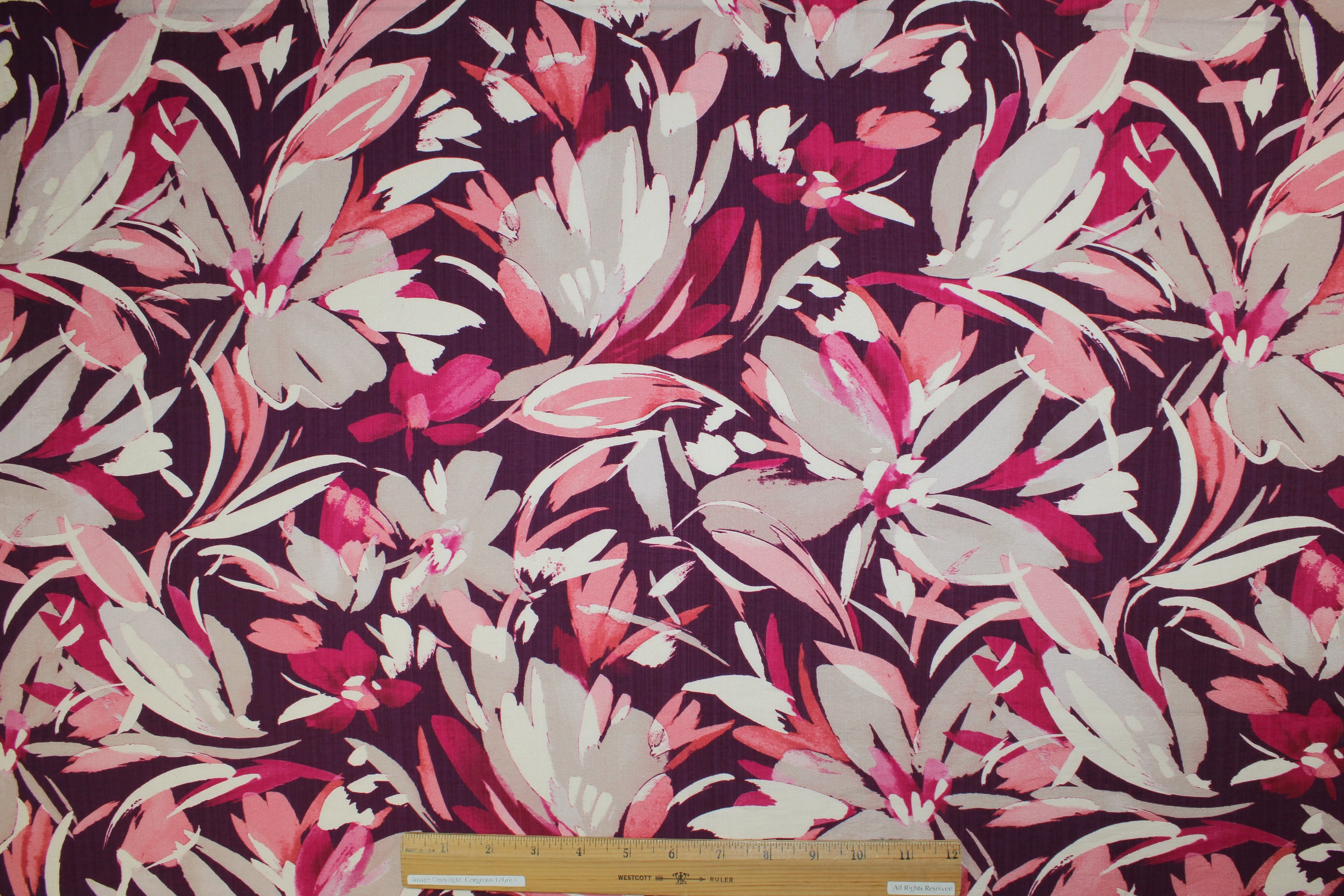 Italian Abstract Floral Rayon Challis - Purple Tones