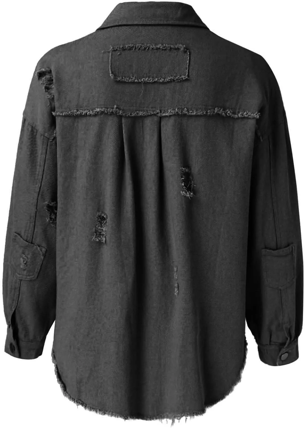 Jackets To Wear Over Dresses Women's Trendy Ripped Oversized Denim Jacket Casual Long Boyfriend Denim Shirt Dress