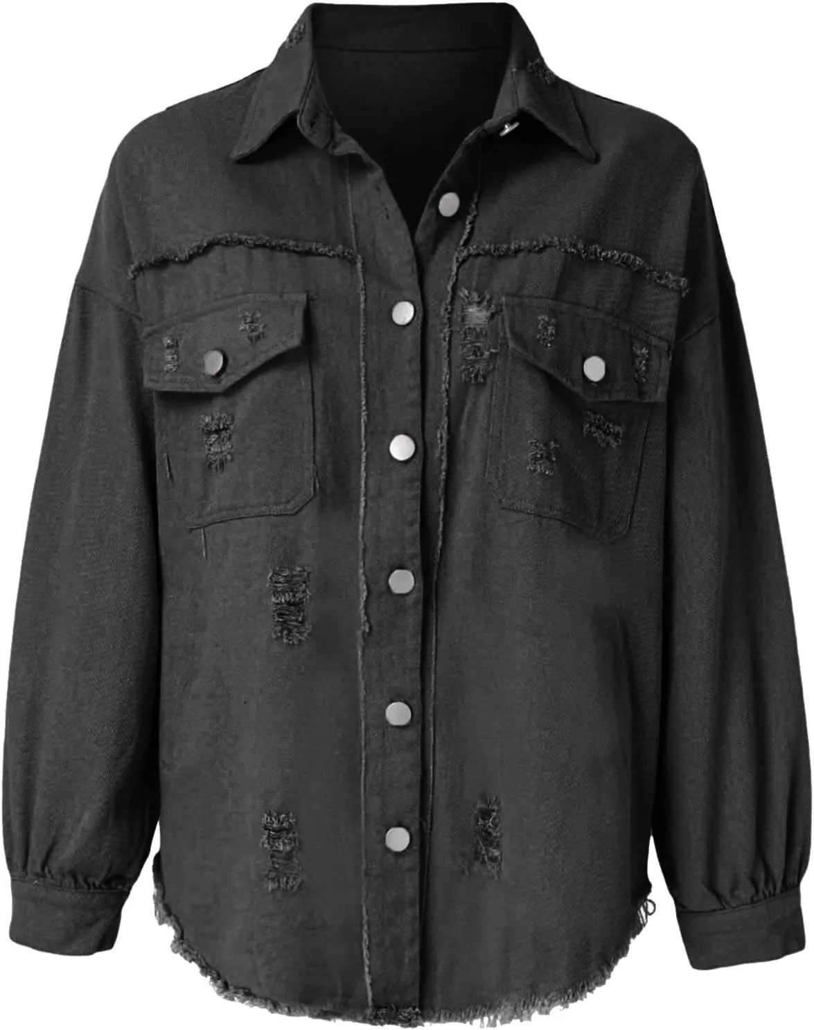 Jackets To Wear Over Dresses Women's Trendy Ripped Oversized Denim Jacket Casual Long Boyfriend Denim Shirt Dress