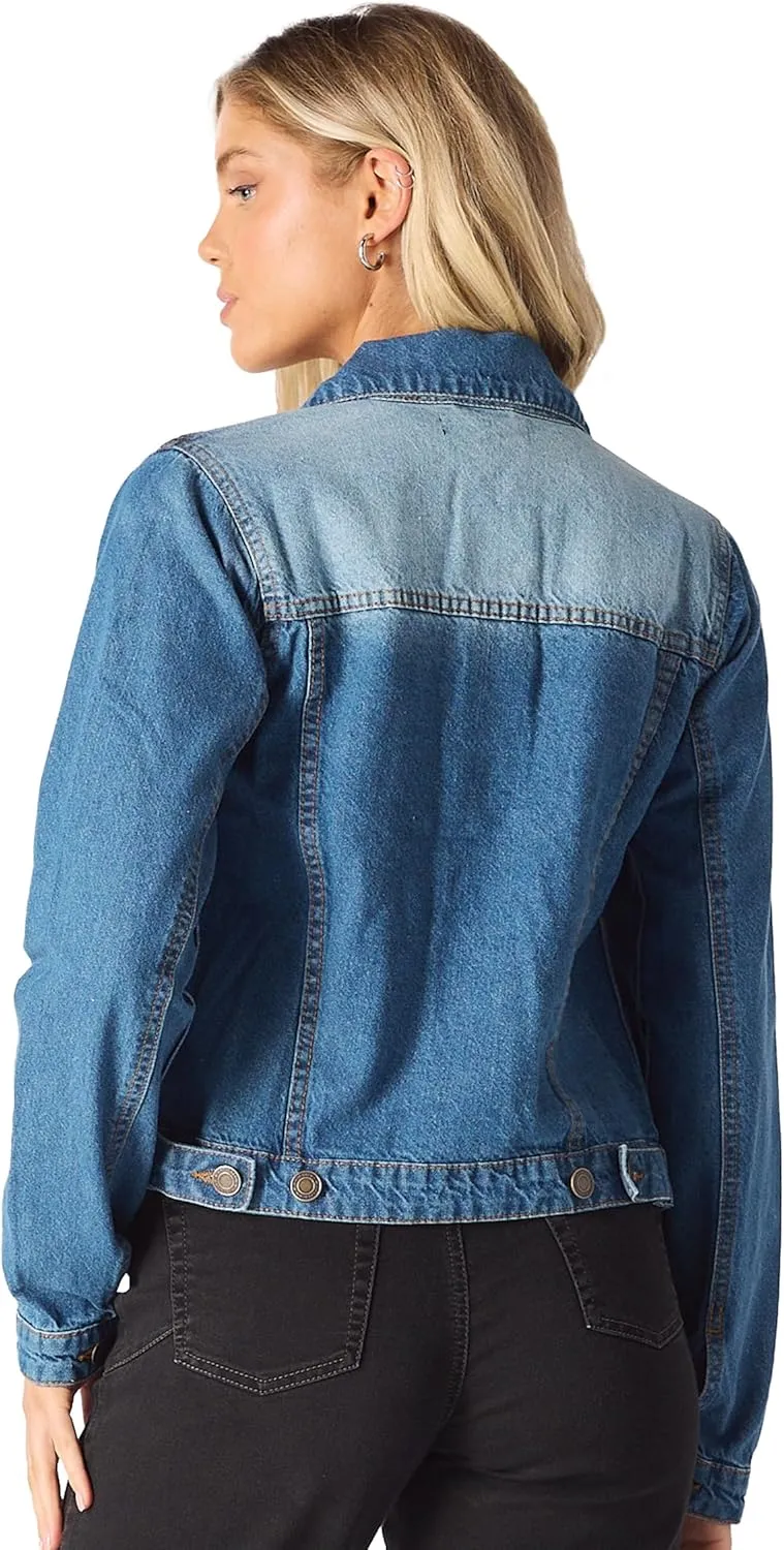 Jean Jacket Women - Long Sleeves Button Down Denim Jacket for Women Clothing in Regular Fit & Oversized with Waist Adjuster