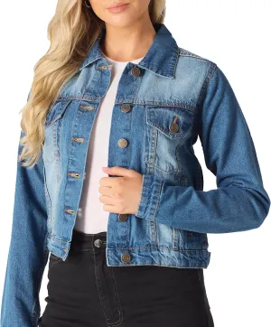 Jean Jacket Women - Long Sleeves Button Down Denim Jacket for Women Clothing in Regular Fit & Oversized with Waist Adjuster