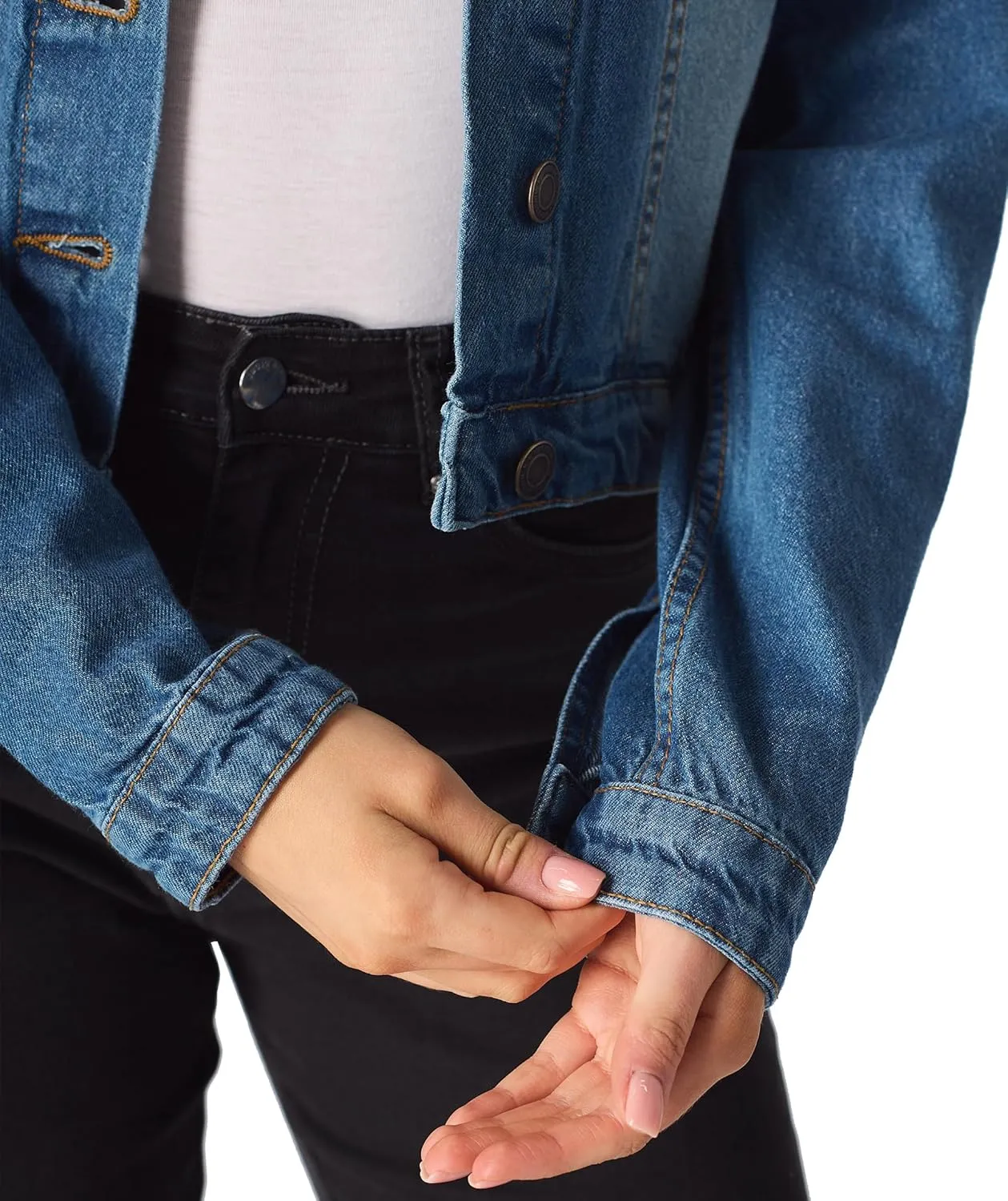 Jean Jacket Women - Long Sleeves Button Down Denim Jacket for Women Clothing in Regular Fit & Oversized with Waist Adjuster
