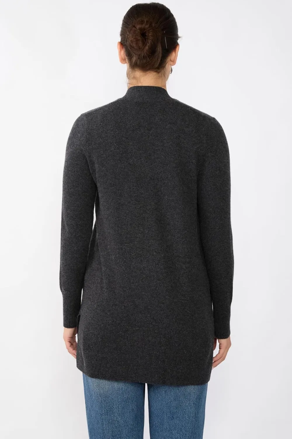 JENNIE LIU Womens 100% Cashmere Open Cardigan Sweater | Long Cardigan Sweaters for Women