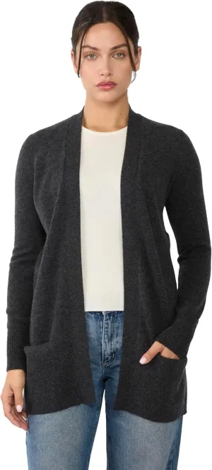JENNIE LIU Womens 100% Cashmere Open Cardigan Sweater | Long Cardigan Sweaters for Women