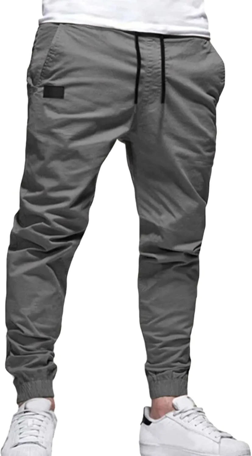 JEShifangjiusu Mens Fashion Cargo Pants Lightweight Athletic Joggers Pants Stretch Chino Trousers Sweatpants with Pockets