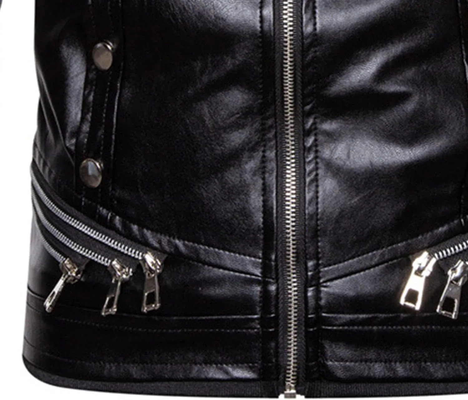 JEShifangjiusu Men'S Removable Fur Collar Jacket Sherpa Lined Zips Faux Leather Jacket Leather Vintage Retro Coat Outwear