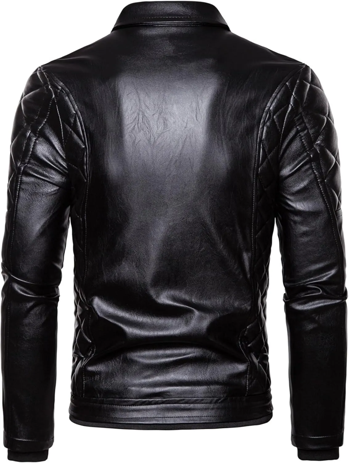 JEShifangjiusu Men'S Removable Fur Collar Jacket Sherpa Lined Zips Faux Leather Jacket Leather Vintage Retro Coat Outwear