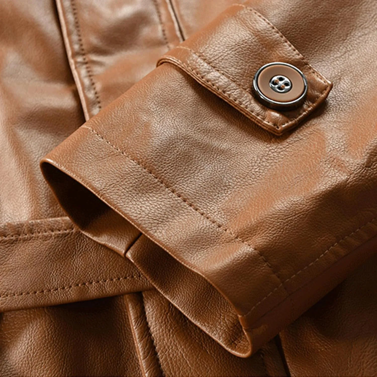 JEsilunmaMY Men's PU Leather Hooded Trench Coat Mid Length Belt Motorcycle Jacket Plus Size Fall Winter Bomber Windbreaker