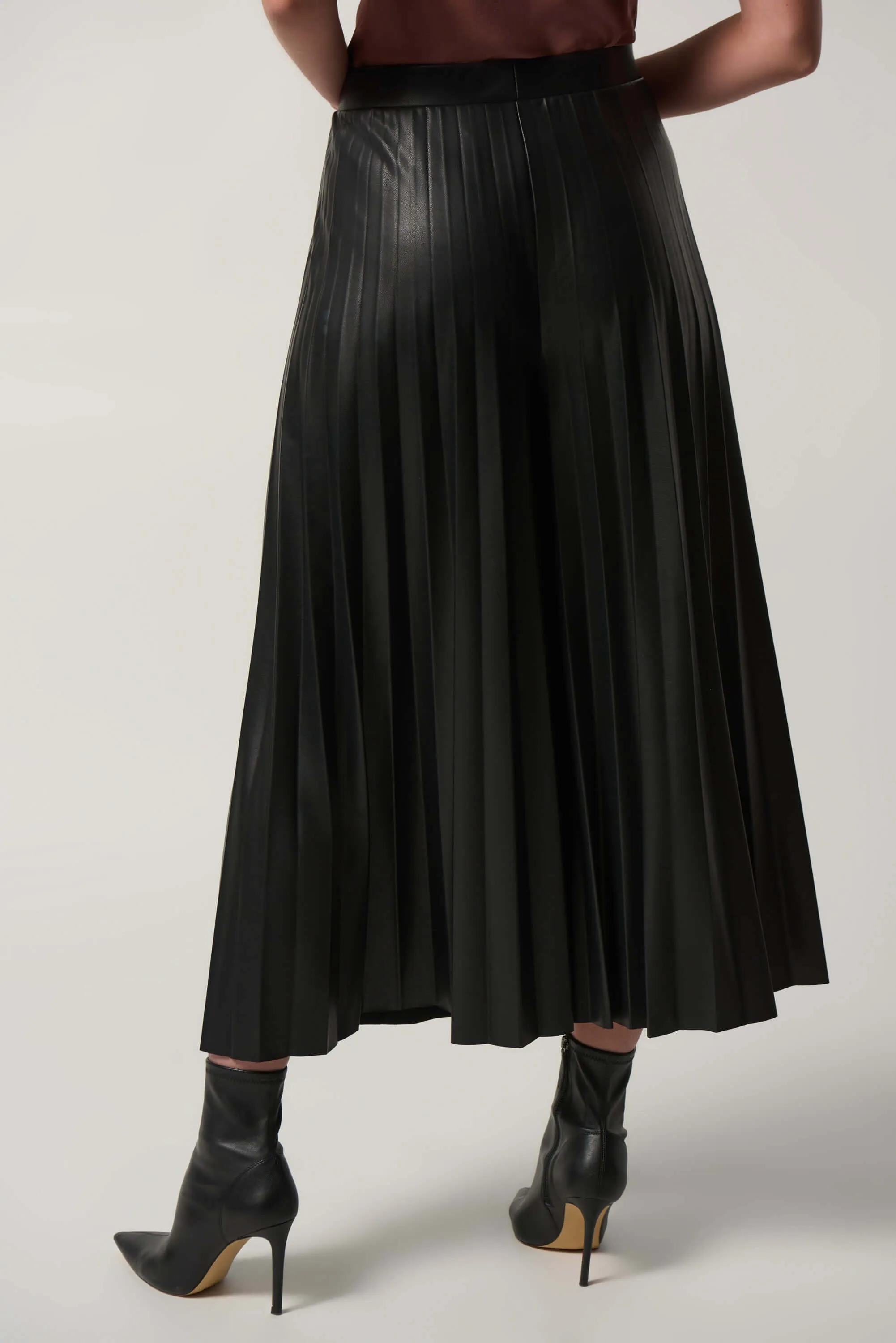 Joseph Ribkoff Pleated Faux Leather Culotte in Black 233109