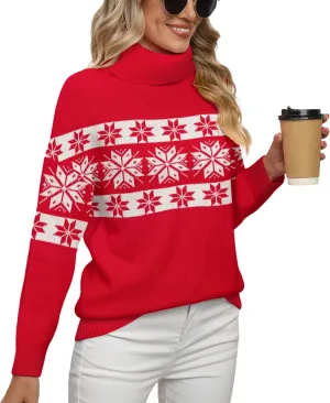 Jouica Women 2024 Fall Casual Turtleneck Batwing Sleeve Chunky Oversized Ribbed Knit Tunic Sweaters Pullover