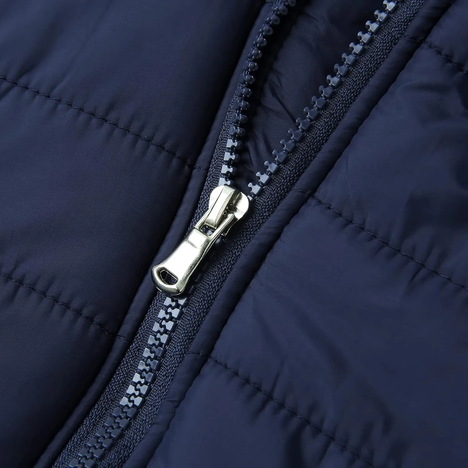 Karwuiio Men Winter Down Jackets & Coats Long Sleeves Solid Color Zip-Up Puffer Hooded Coats with Pockets