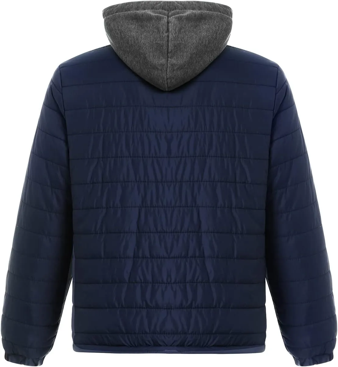 Karwuiio Men Winter Down Jackets & Coats Long Sleeves Solid Color Zip-Up Puffer Hooded Coats with Pockets