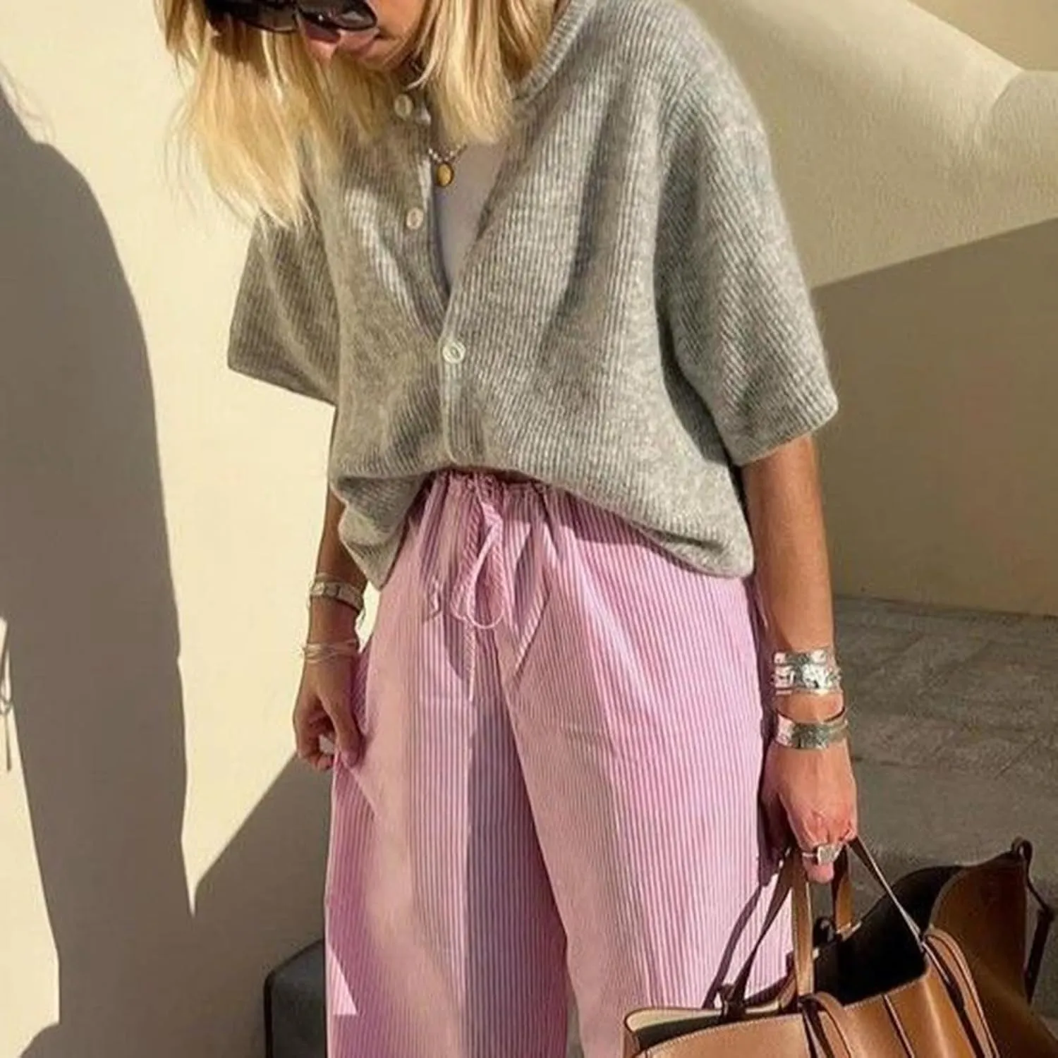 Kimydreama Women Knit Cropped Cardigan Short Sleeve Button Down Sweater Y2k Girls Open Front Knit Tee Shirt Tops Outerwear
