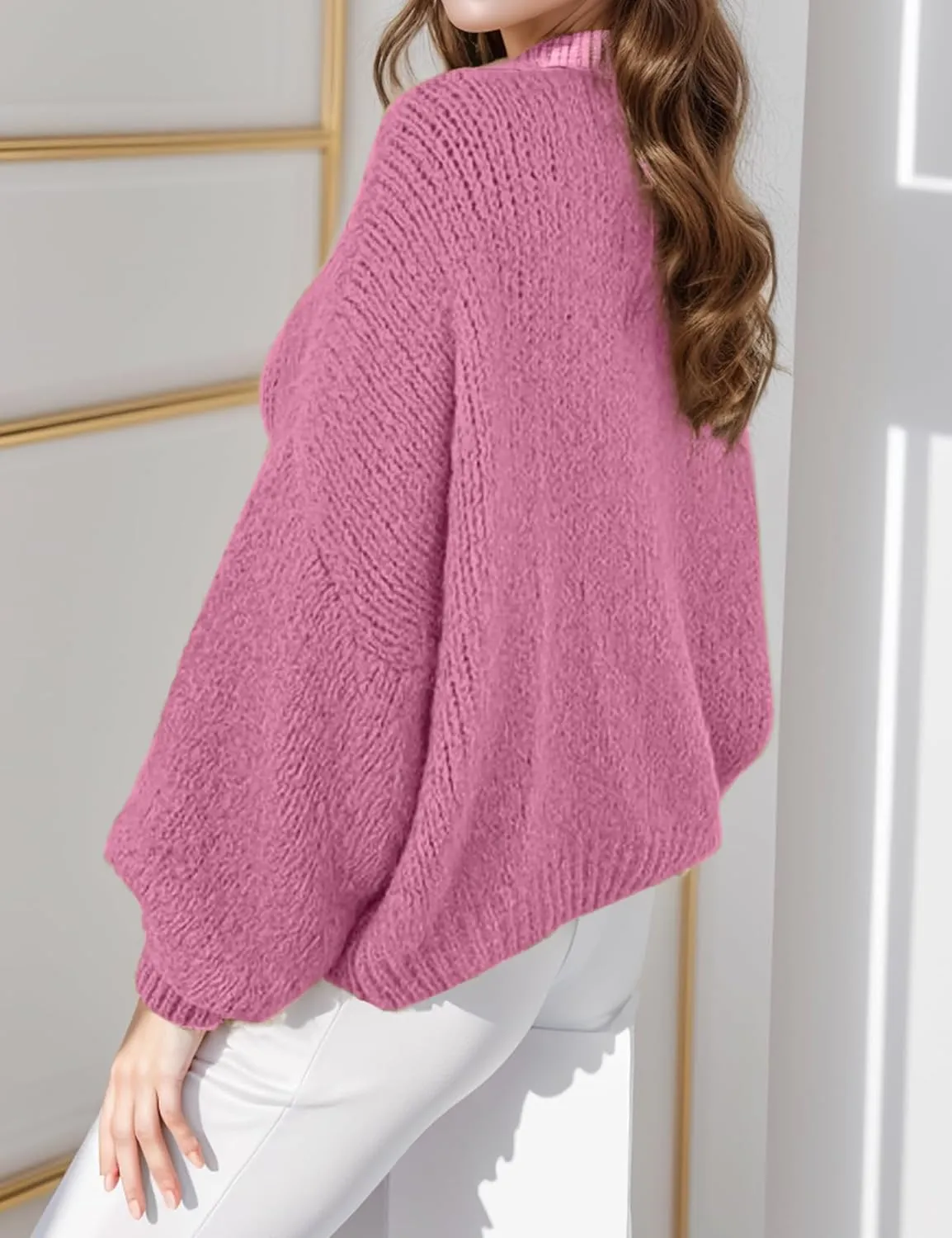 Kissonic Women's Tie Front Bow Cardigan Sweaters Y2K Bow Puff Long Sleeve Jacket 2024 Fall Trendy Tops