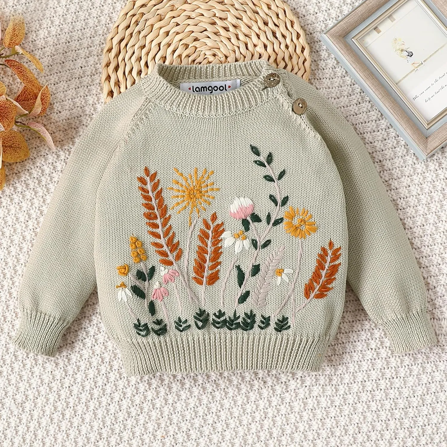Lamgool Infant Baby Pullover Sweater Knitted Button Down Toddler Kids Sweatshirt for Spring