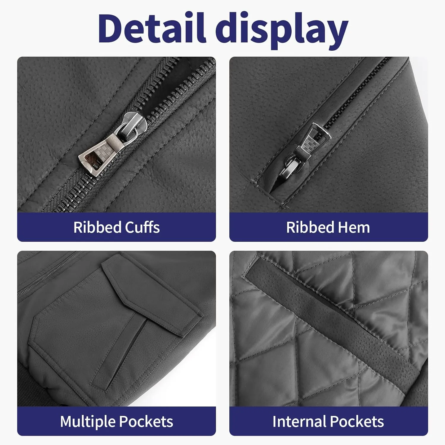 Leather Jackets for Men,Stand Collar Zip Up Motorcycle Biker Bomber Jacket With Removable Hood