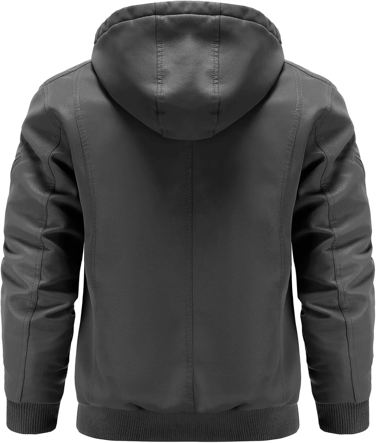 Leather Jackets for Men,Stand Collar Zip Up Motorcycle Biker Bomber Jacket With Removable Hood