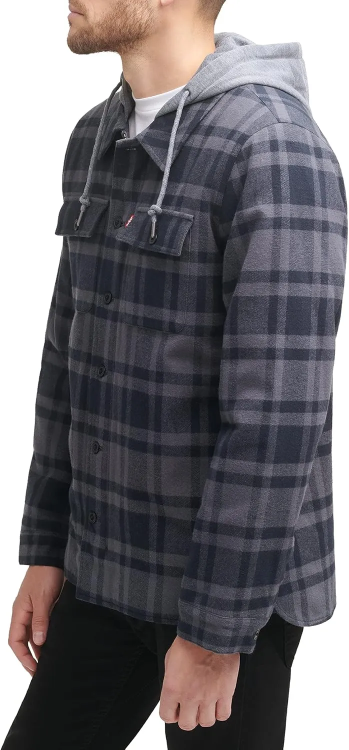 Levi's Men's Plaid Sherpa Lined Hooded Shirt Jacket (Regular & Big & Tall Sizes)