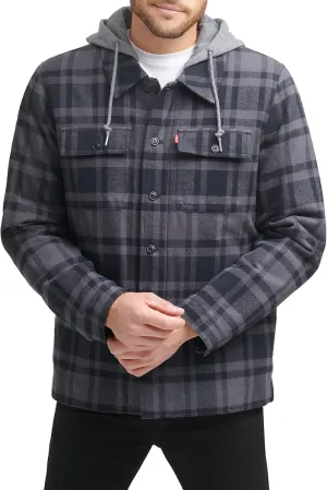 Levi's Men's Plaid Sherpa Lined Hooded Shirt Jacket (Regular & Big & Tall Sizes)