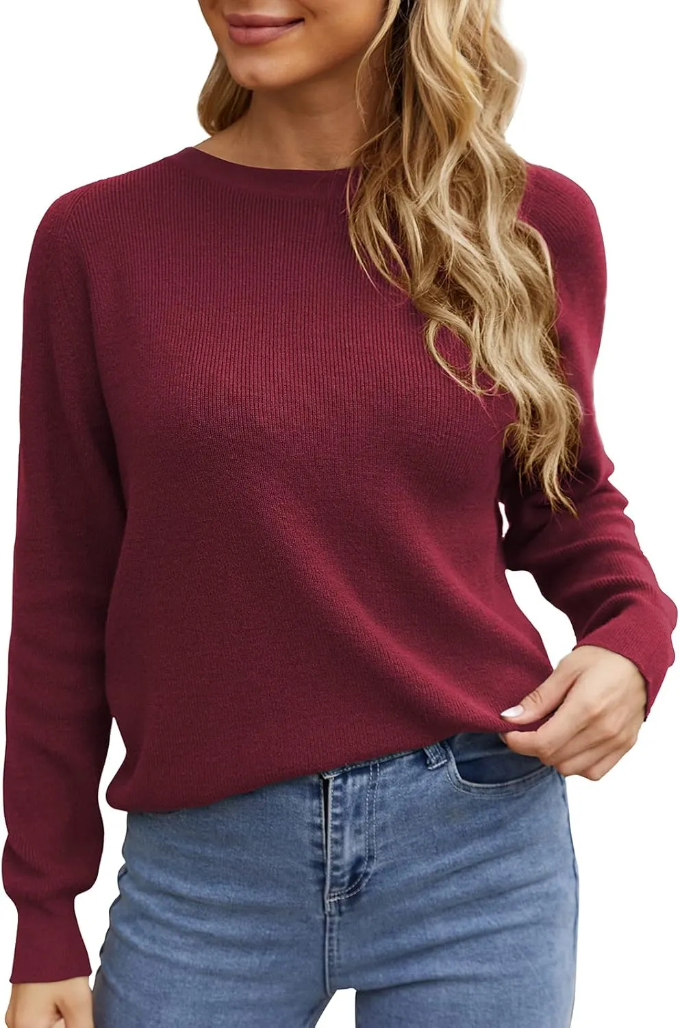 LILBETTER Women's Long Sleeve Loose Criss Cross Twisted Back Pullover Knit Jumper Sweaters