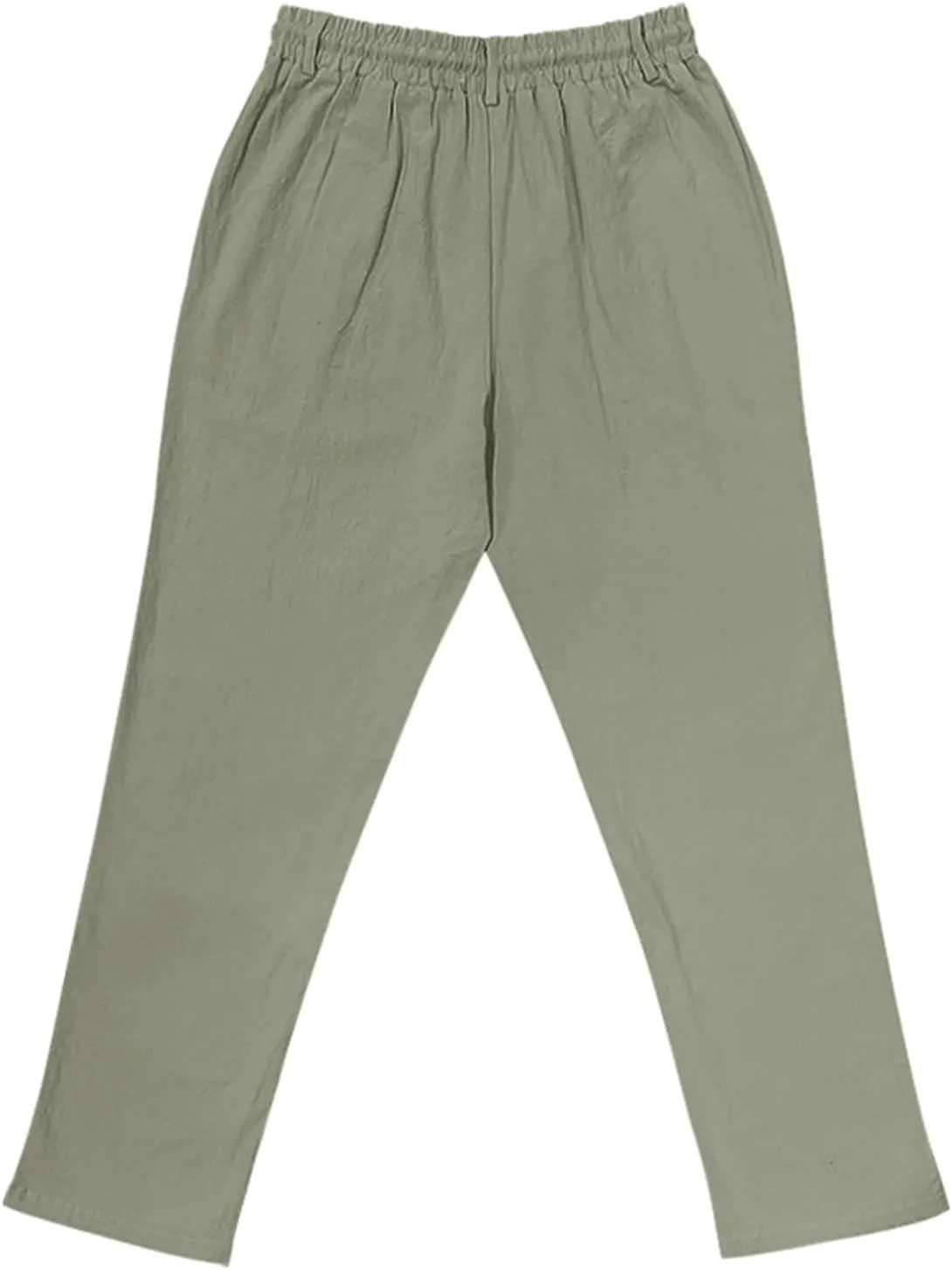 Linen Pants for Men Summer Lightweight Plain Casual Pants Beach Vacation Slacks Loose Fit Drawstring Waist Trousers