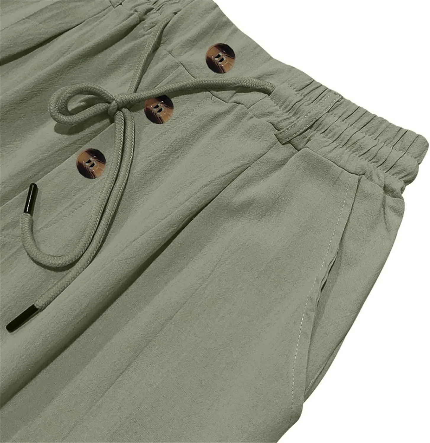 Linen Pants for Men Summer Lightweight Plain Casual Pants Beach Vacation Slacks Loose Fit Drawstring Waist Trousers