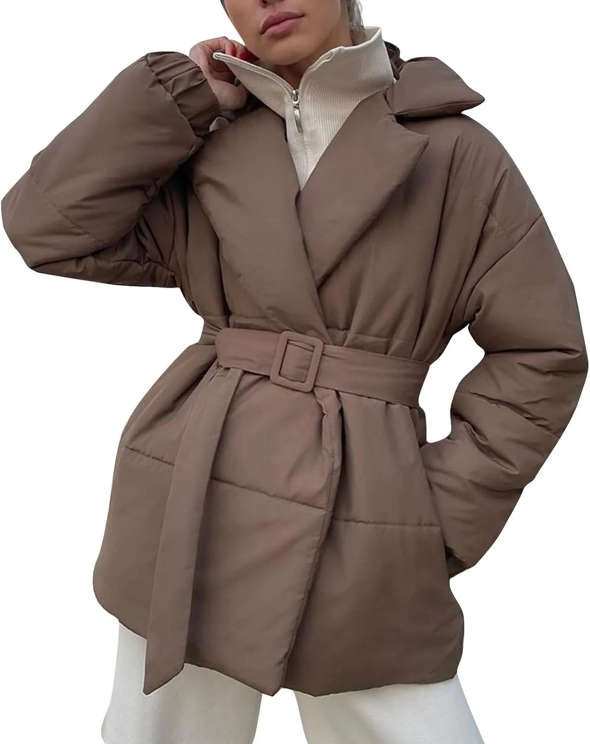 Long Puffer Jacket for Women 2024 Thickened Winter Coat Hooded with Deep Pockets Ladies Warm Winter Jacket Plus Size