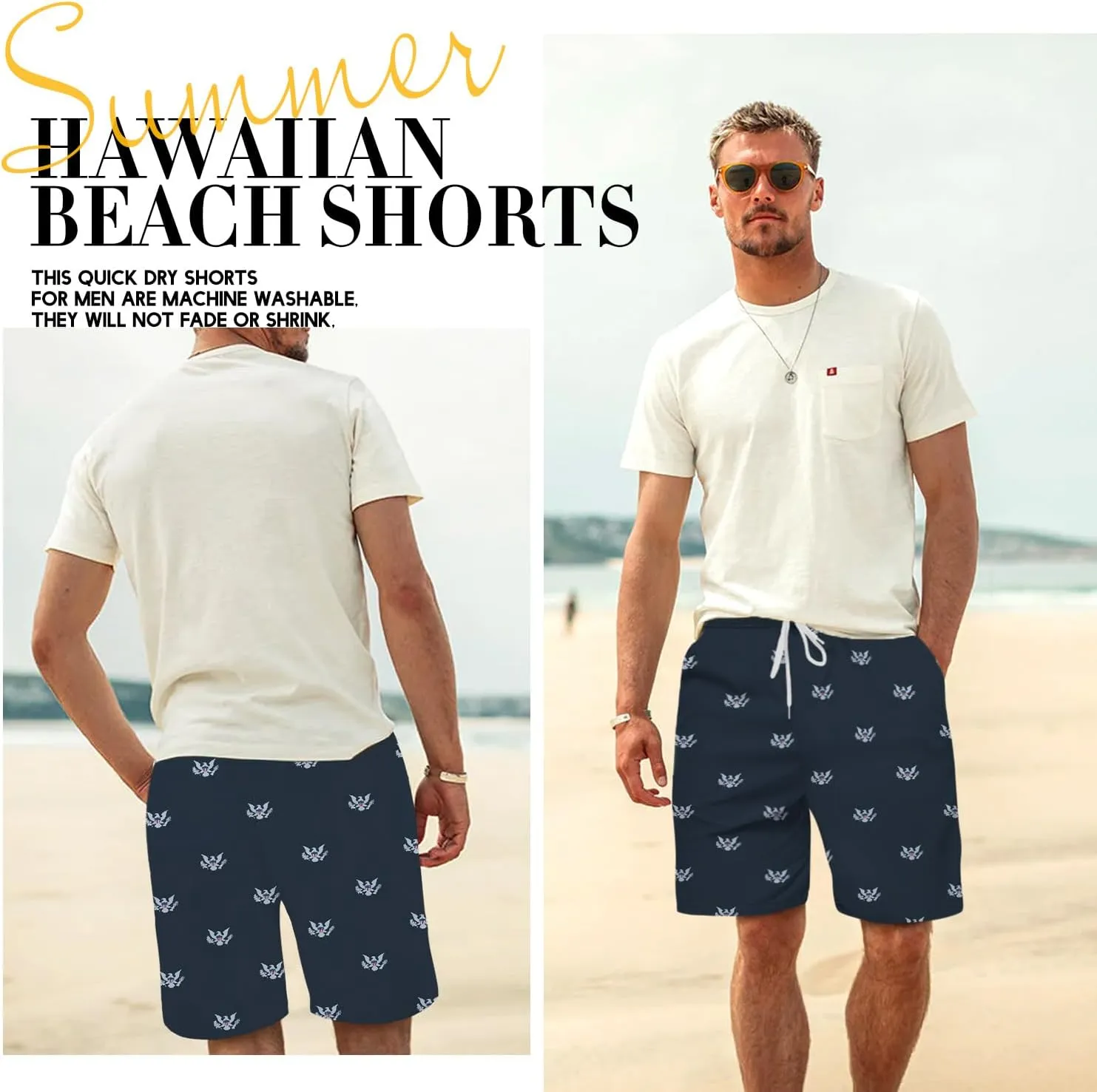 Lzzidou Men's American Flag Swim Trunks USA 4th of July Patriotic Board Shorts Quick Dry Lined Beach Shorts