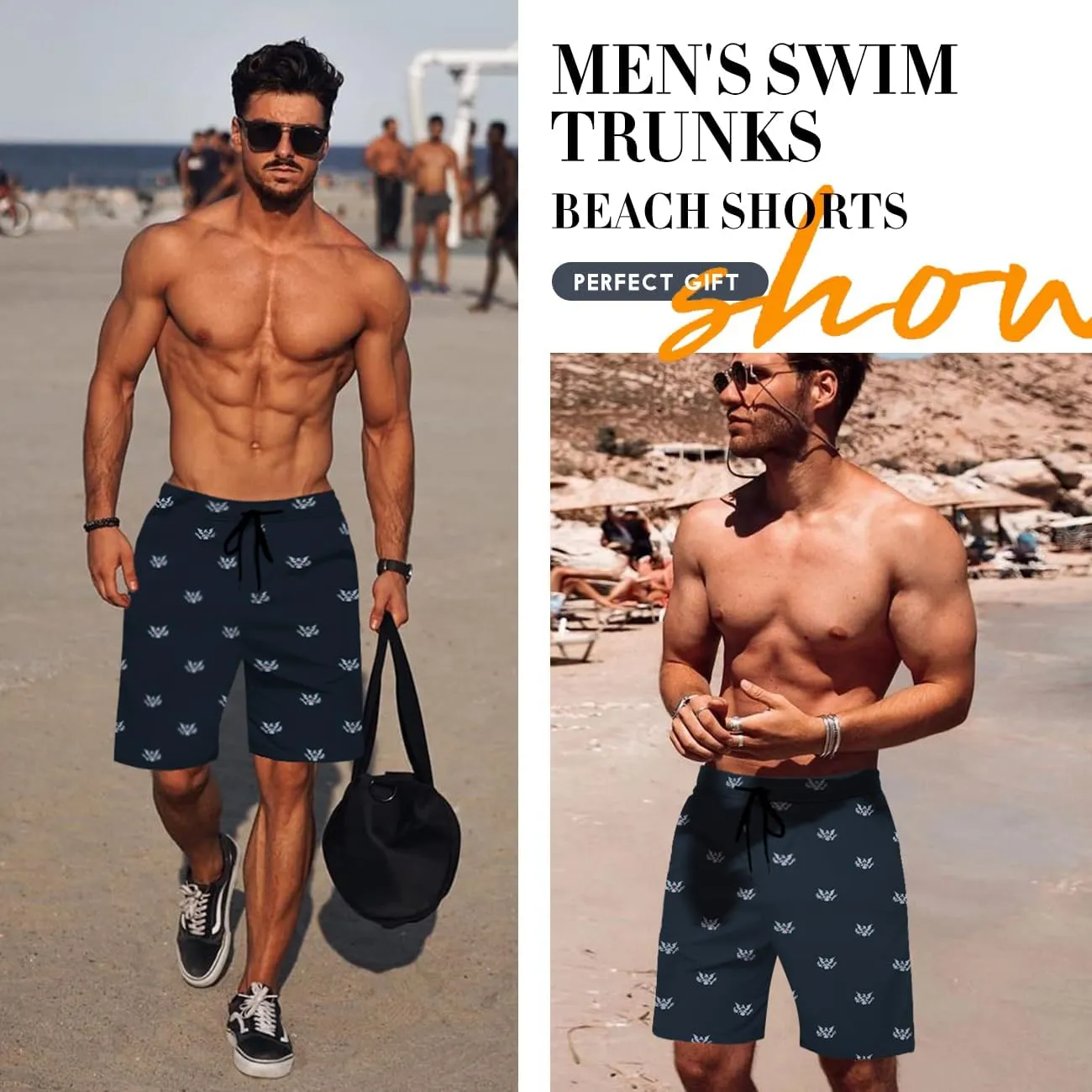 Lzzidou Men's American Flag Swim Trunks USA 4th of July Patriotic Board Shorts Quick Dry Lined Beach Shorts