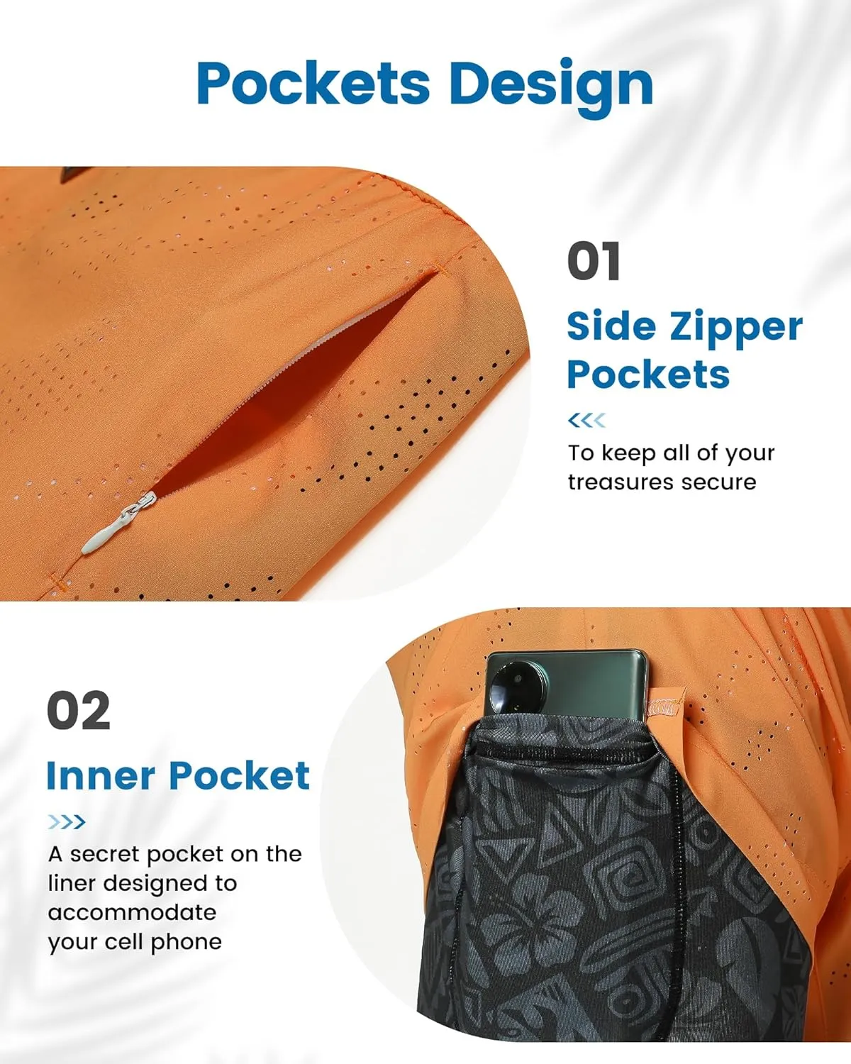maamgic Mens Swim Trunks with Compression Liner 5 Inch Inseam Quick Dry Board Shorts with Zipper Pockets Swimming Shorts