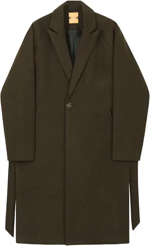 Maiyifu-GJ Men's Wool Blend Pea Coat Notched Collar Single Breasted Overcoat Loose Warm Winter Long Trench Coat