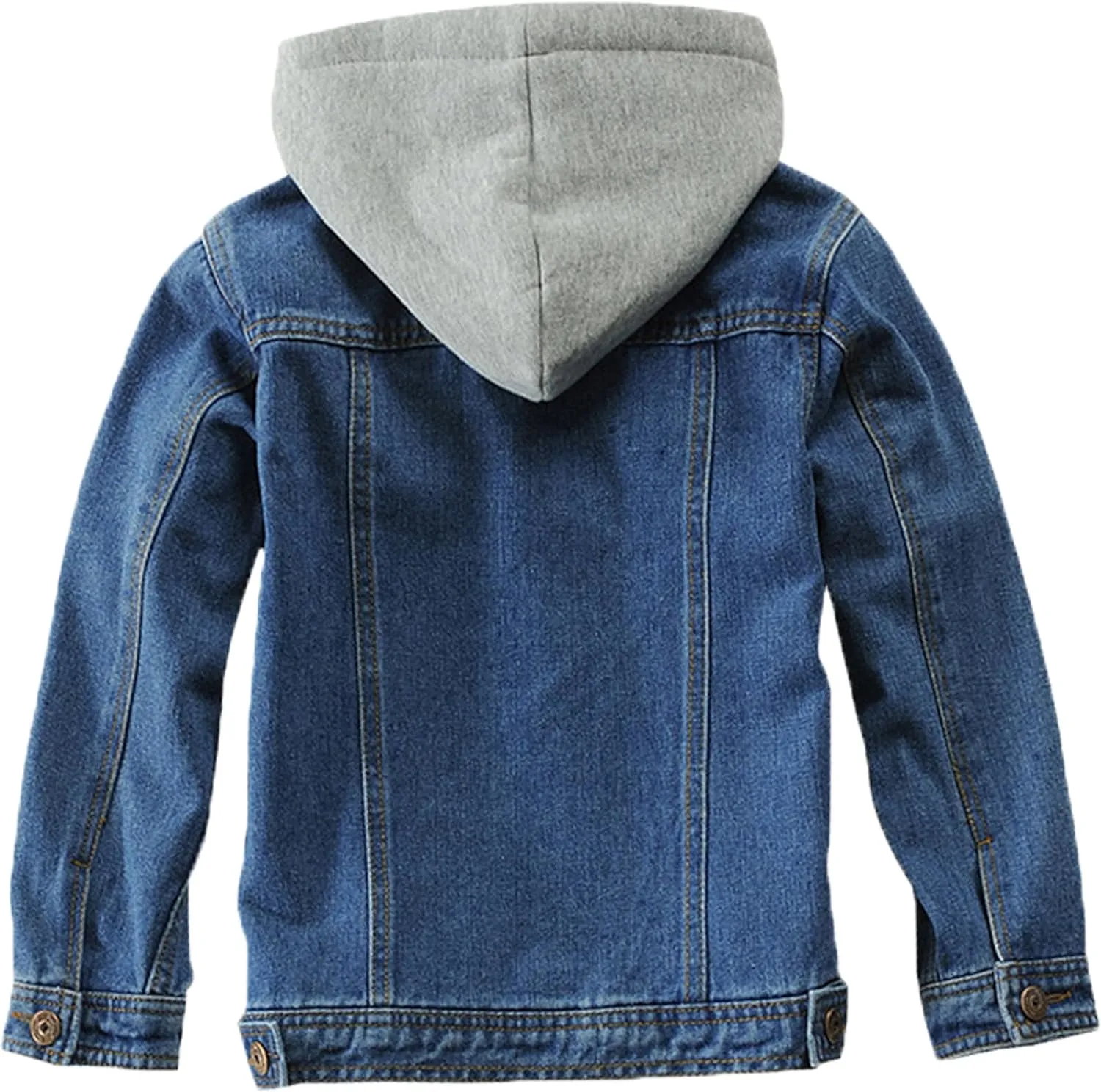 Mallimoda Kids Boys Girls Hooded Denim Jacket Zipper Coat Outerwear