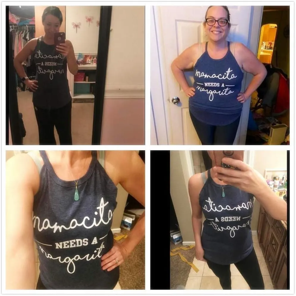 Mamacita Needs a Margarita Women Funny Shirts Workout Tops Graphic Beach Holiday Outfit Tees