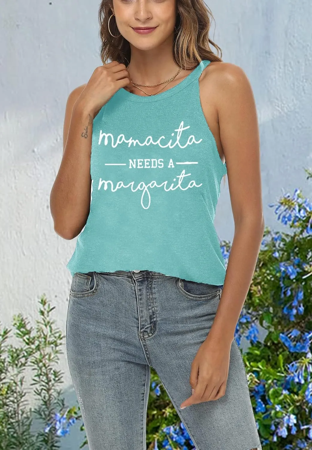 Mamacita Needs a Margarita Women Funny Shirts Workout Tops Graphic Beach Holiday Outfit Tees