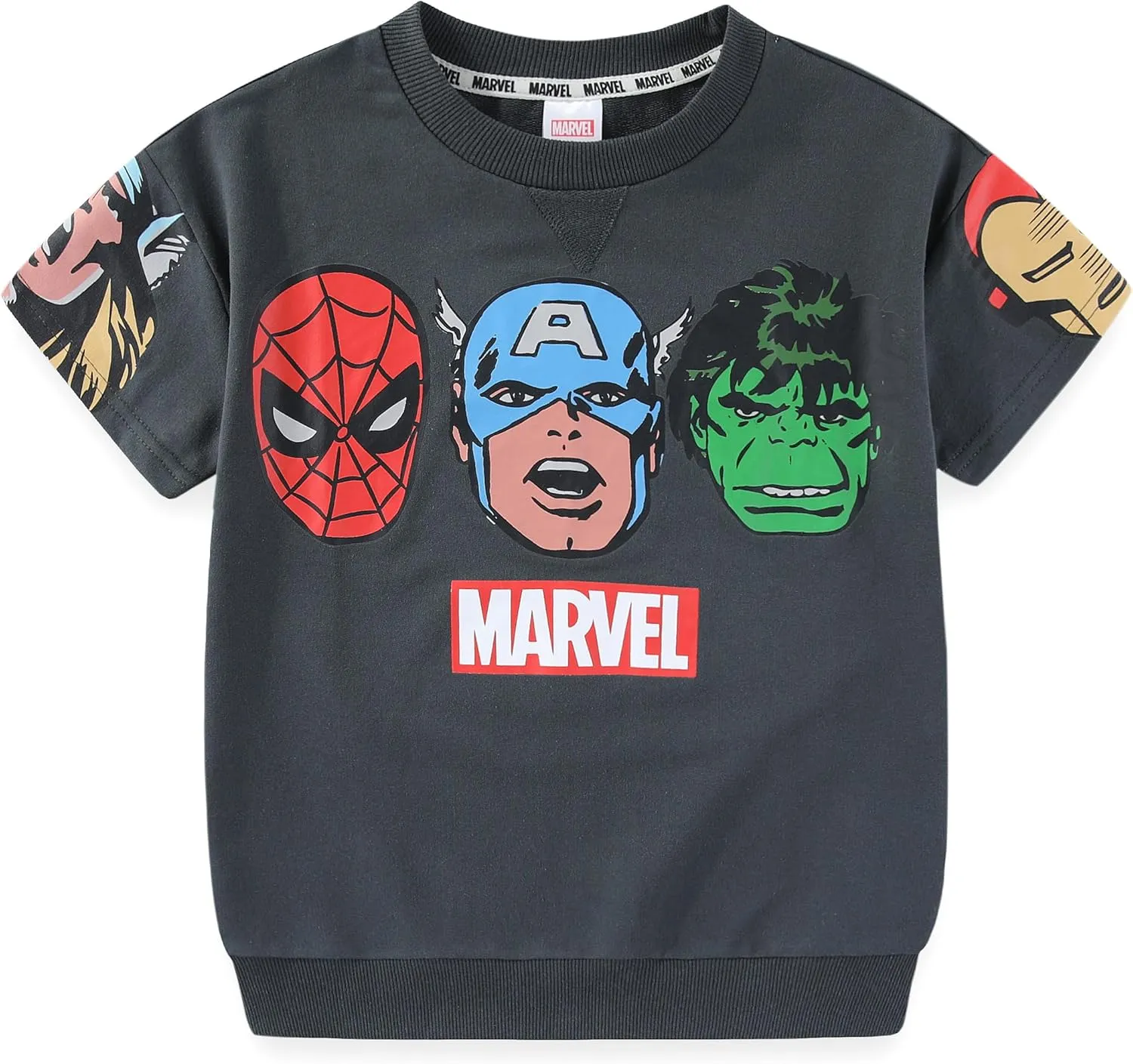 Marvel Avengers Boys 2 Piece Shirt and Shorts Outfit Set for Toddler and Big Kids