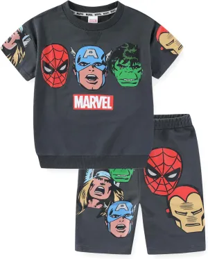 Marvel Avengers Boys 2 Piece Shirt and Shorts Outfit Set for Toddler and Big Kids