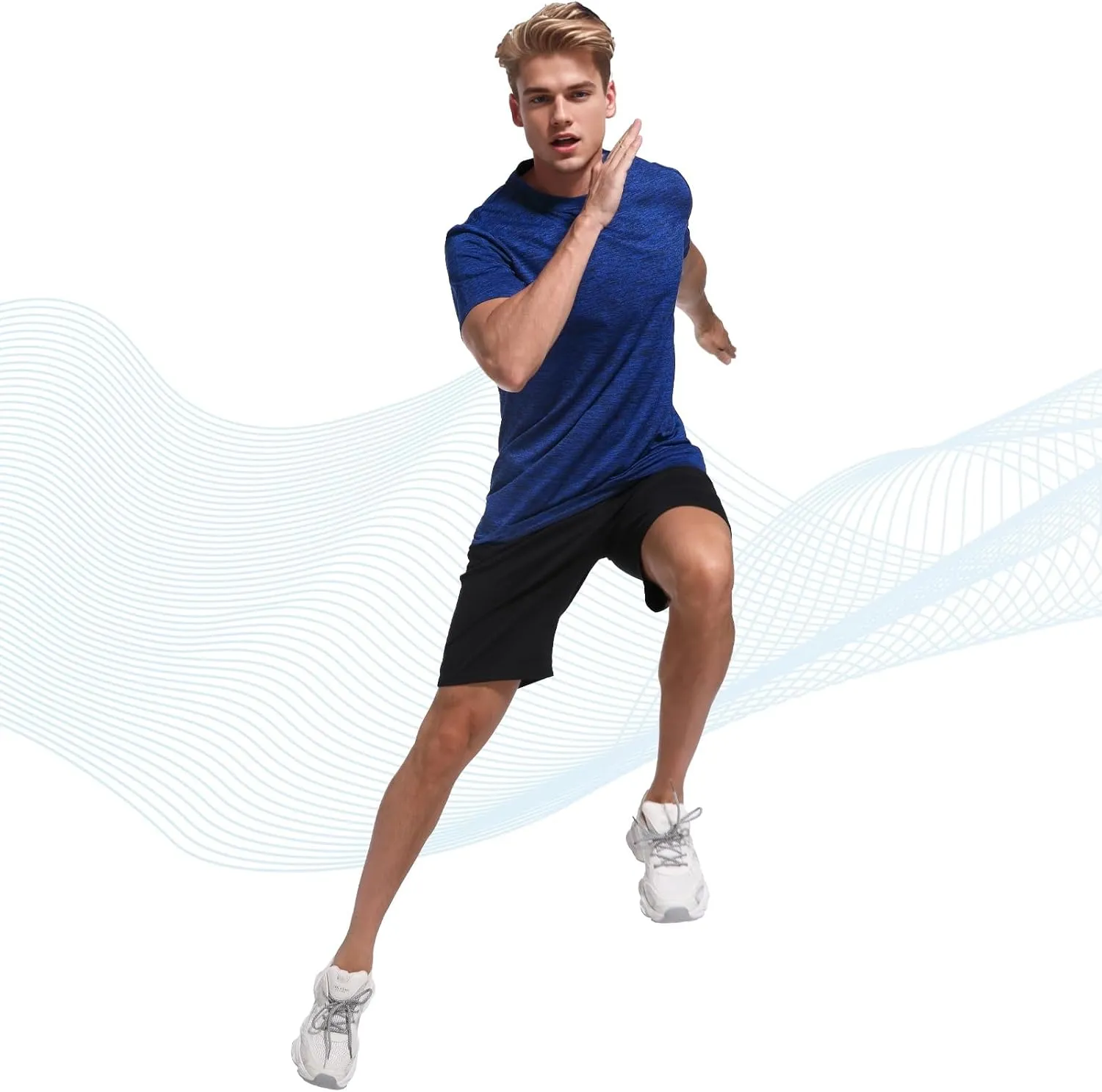 MD 4 Pack Men's Quick Dry Fit T-Shirts, Short Sleeve Athletic Running Workout Tee, Gym Shirts Moisture Wicking