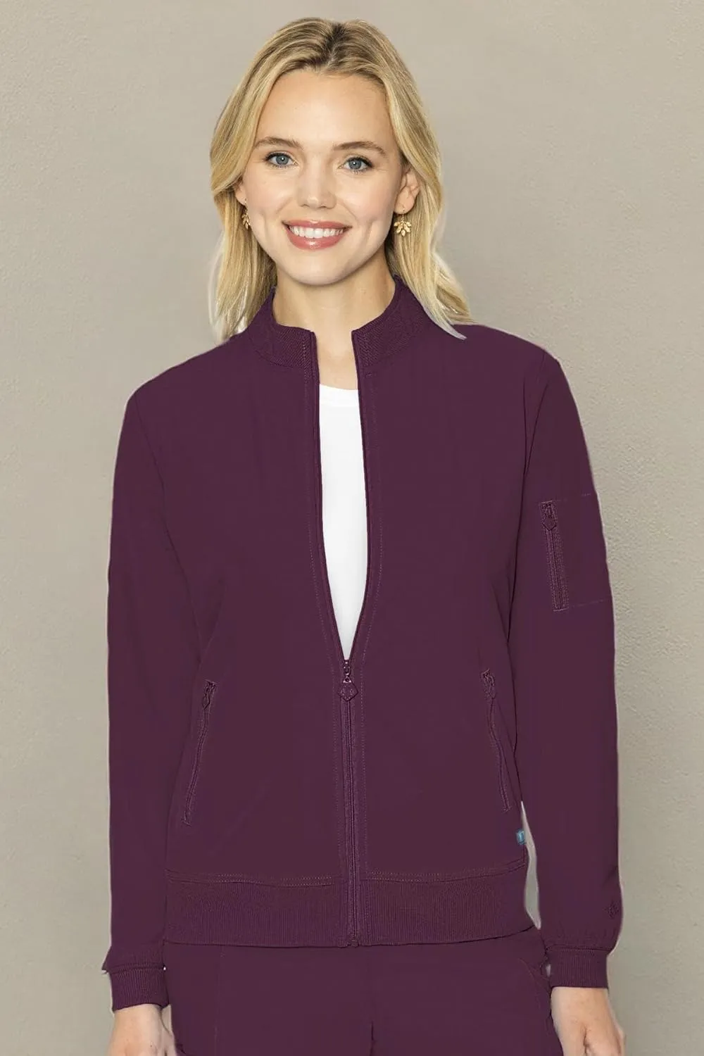 Med Couture Peaches Women Warm-Up Scrub Jacket - Lightweight, Moisture-Wicking, SPF 50, Missy Fit - MC8674