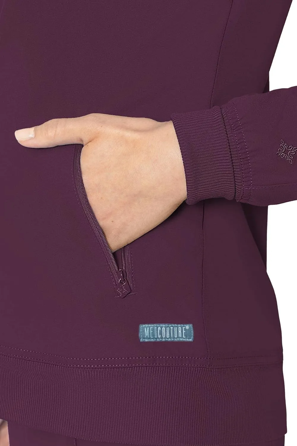 Med Couture Peaches Women Warm-Up Scrub Jacket - Lightweight, Moisture-Wicking, SPF 50, Missy Fit - MC8674