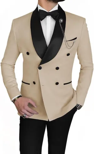 Men's Blazer Casual Suit Slim Fit Sport Coats Double Breasted Business Suit Blazer Shawl Lapel Jacket(1 Jacket)
