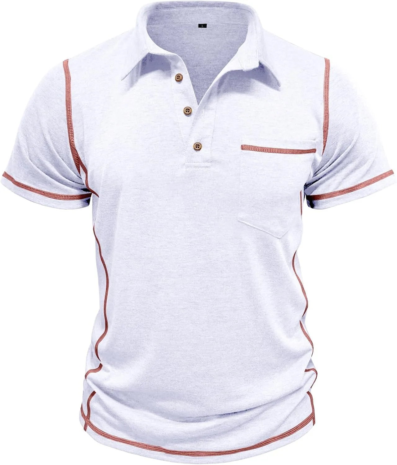Men's Casual Polo Shirts Classic Short Sleeve Lightweight Basic Button Cotton T-Shirt Golf Tee Tops with Pocket